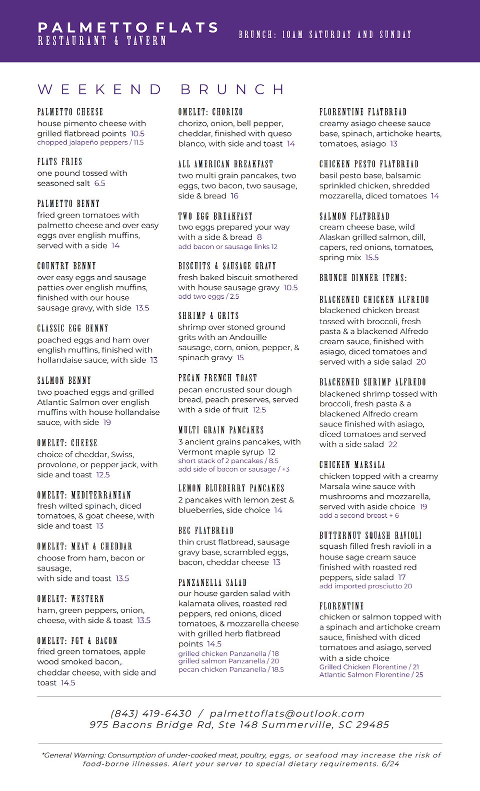 Printed menu beside appetizers and salads.